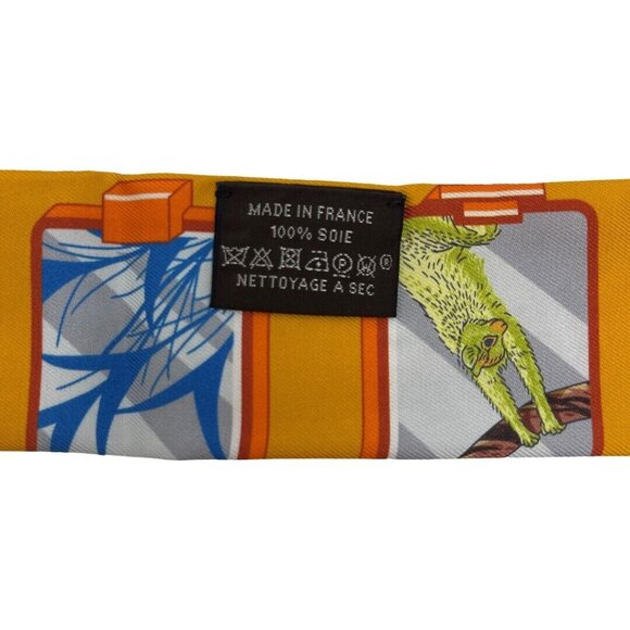 Authentic HERMES Twilly Hermes Story Scarf Orange Silk - Picture 15 of 16
